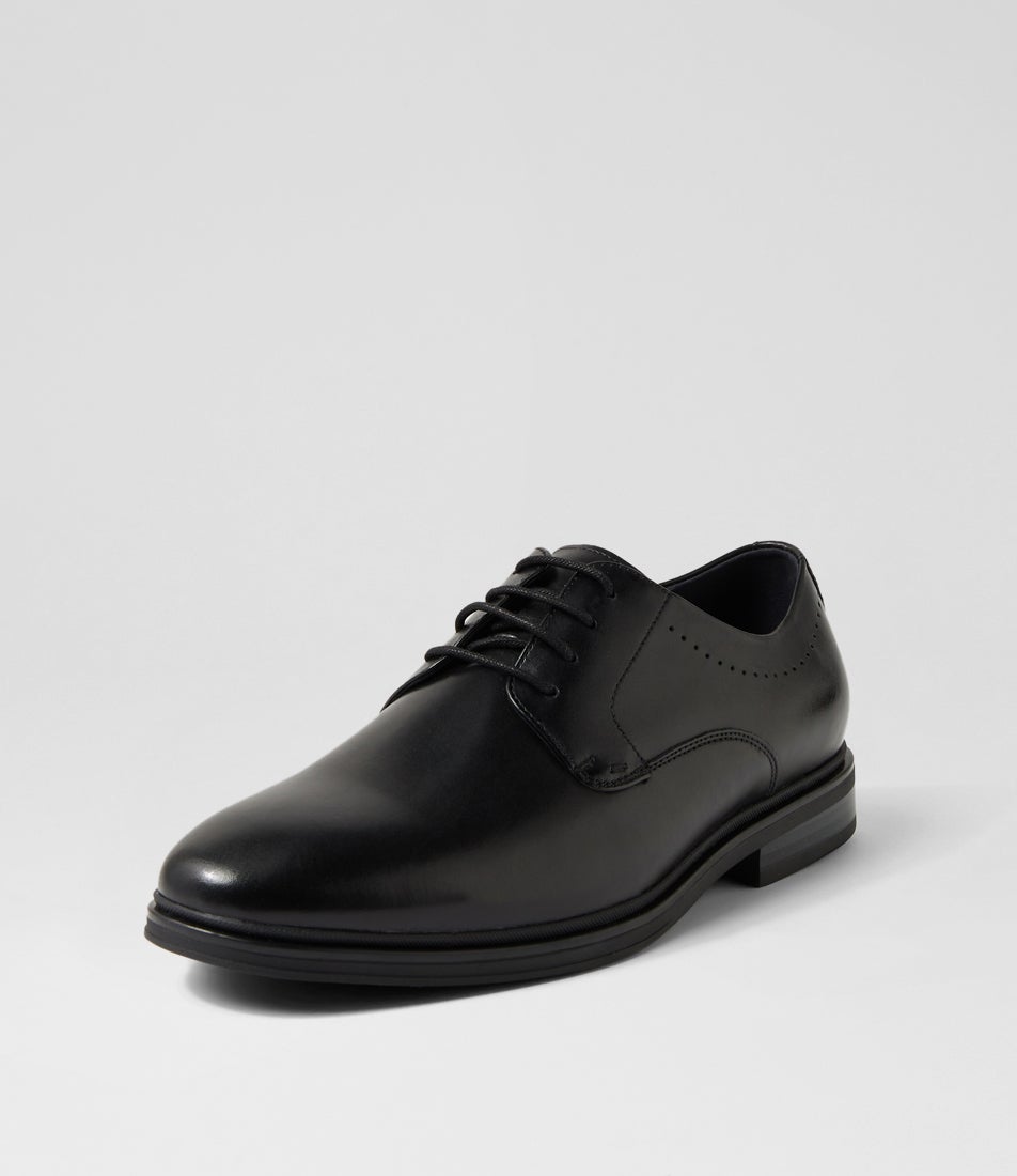Idylic Black Leather Lace Up Flats