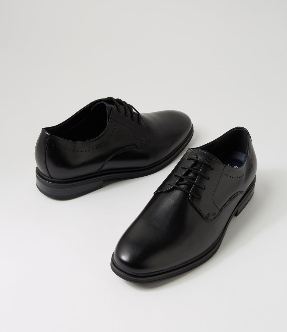 Idylic Black Leather Lace Up Flats