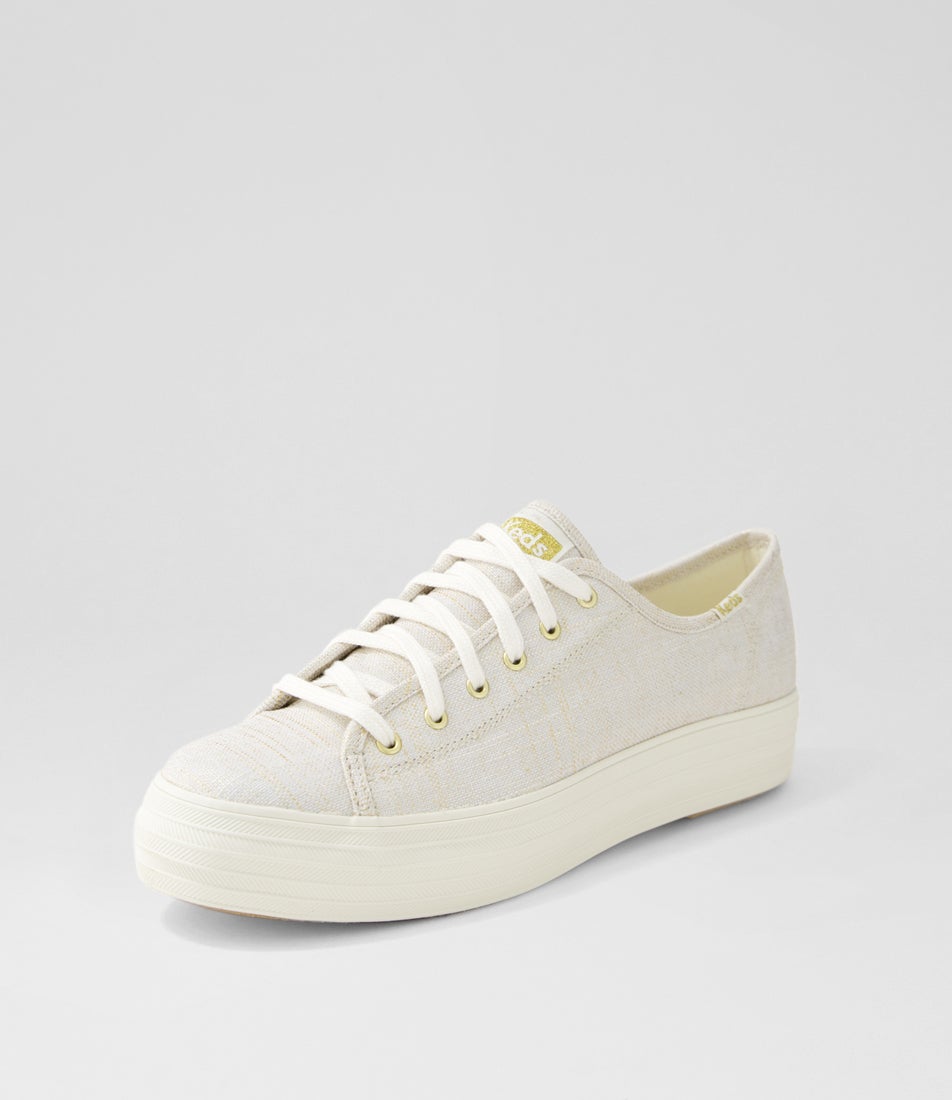 Triple Kick Metallic Gold Fabric Sneakers