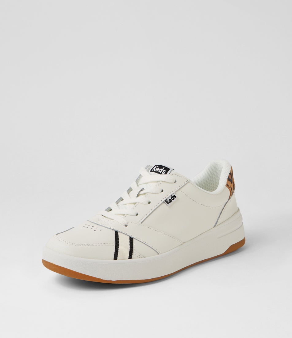 The Court Leopard Snow White Leather Sneakers