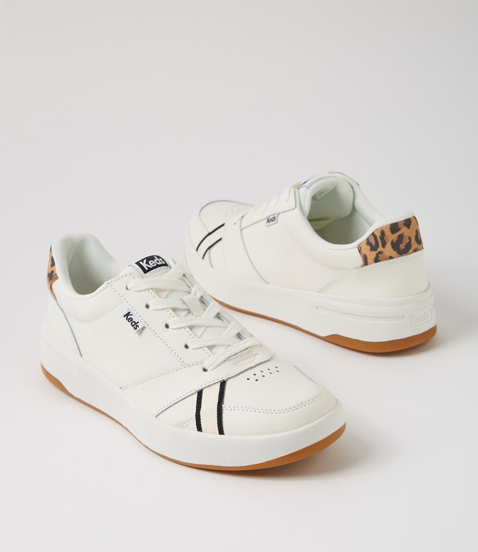 The Court Leopard Snow White Leather Sneakers
