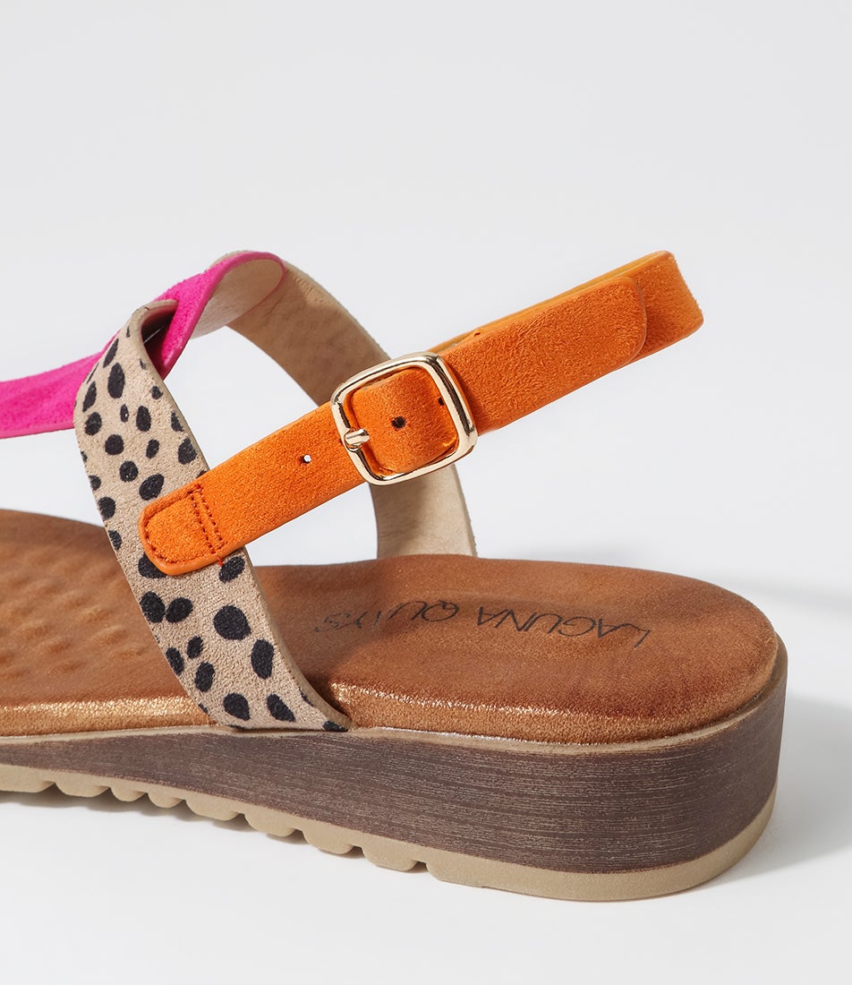 Mawa Pink Beige Cheetah Microsuede Sandals