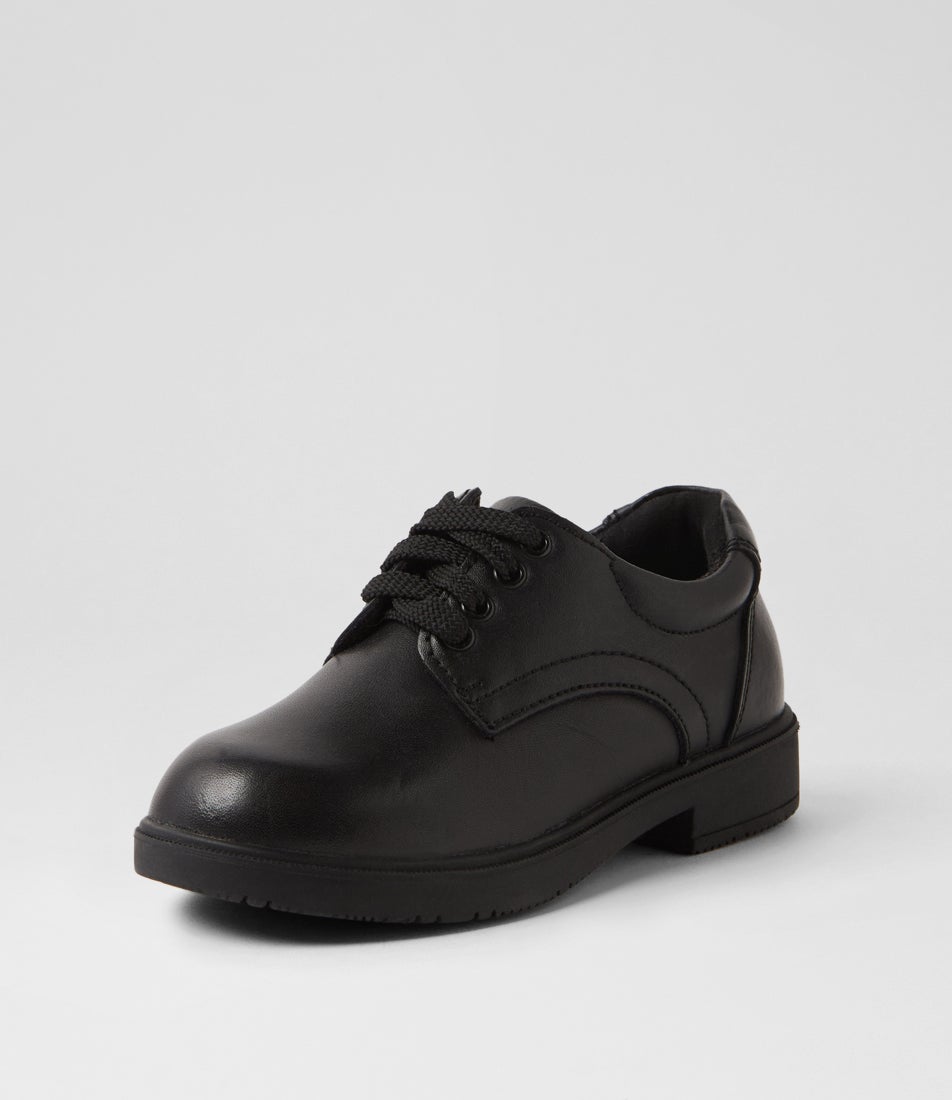 Arrow 3 Black Leather Lace Up Flats