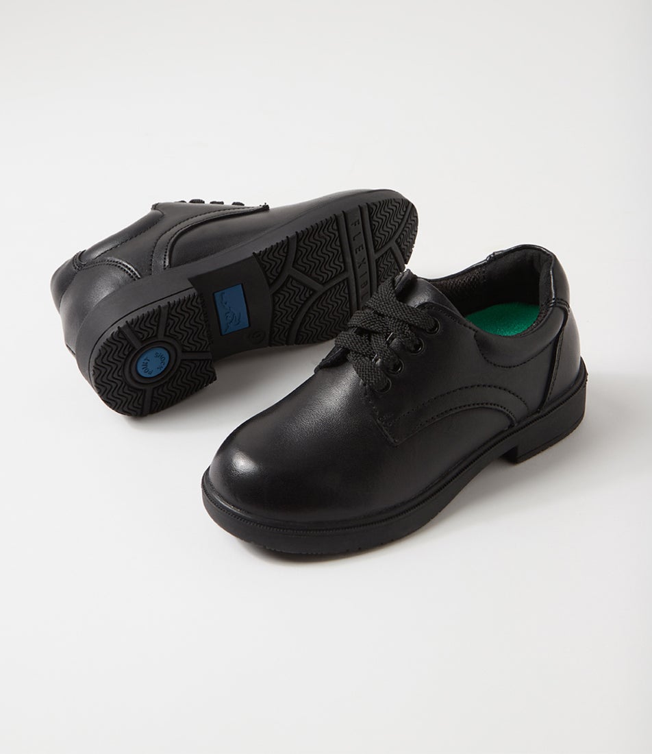 Arrow 3 Black Leather Lace Up Flats