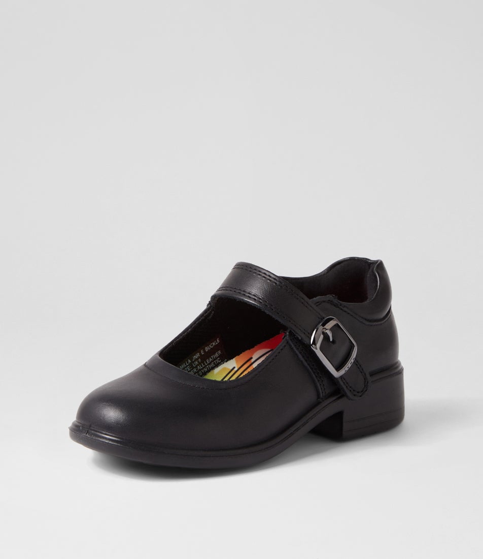 Milla Junior E Buckle Black Leather Shoes