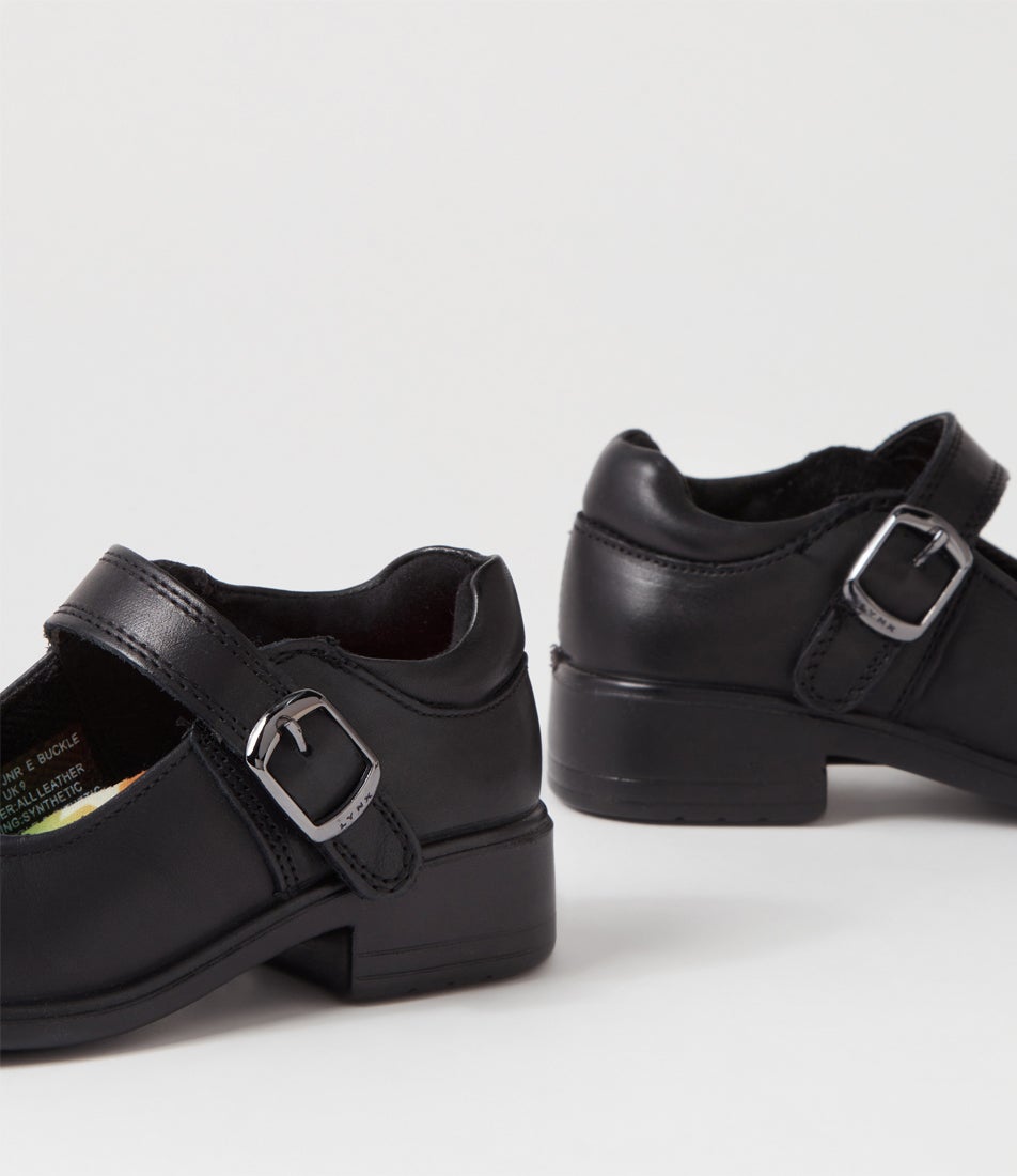 Milla Junior E Buckle Black Leather Shoes