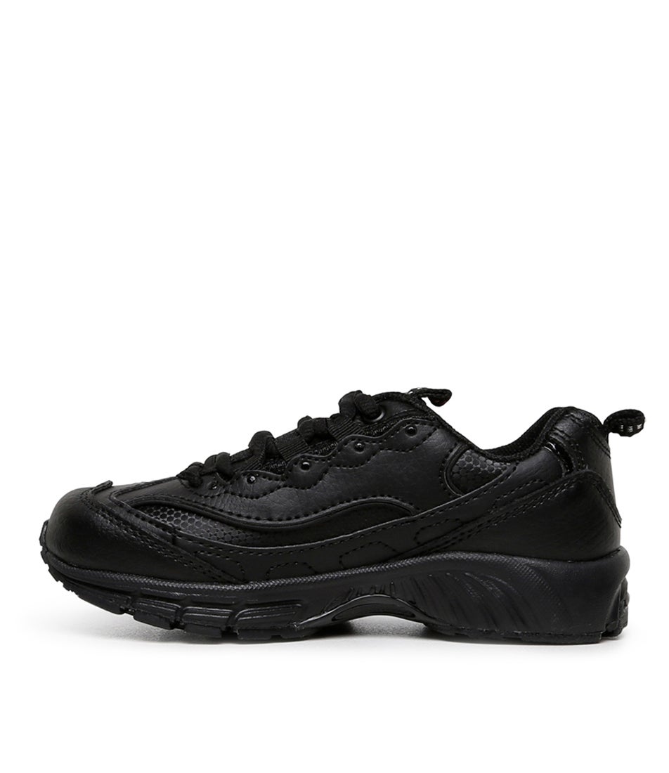 Scoot Jnr E Lace Black Leather Sneakers