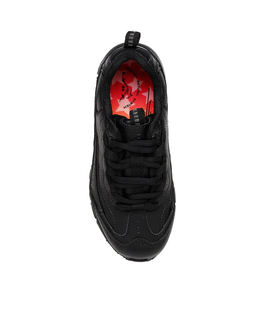 Scoot Jnr E Lace Black Leather Sneakers