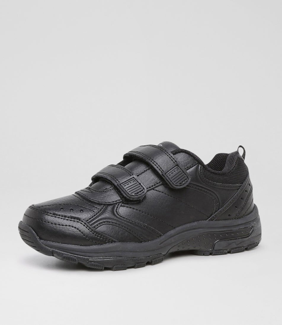 Erupt Junior E Adjustable Black Leather Sneakers