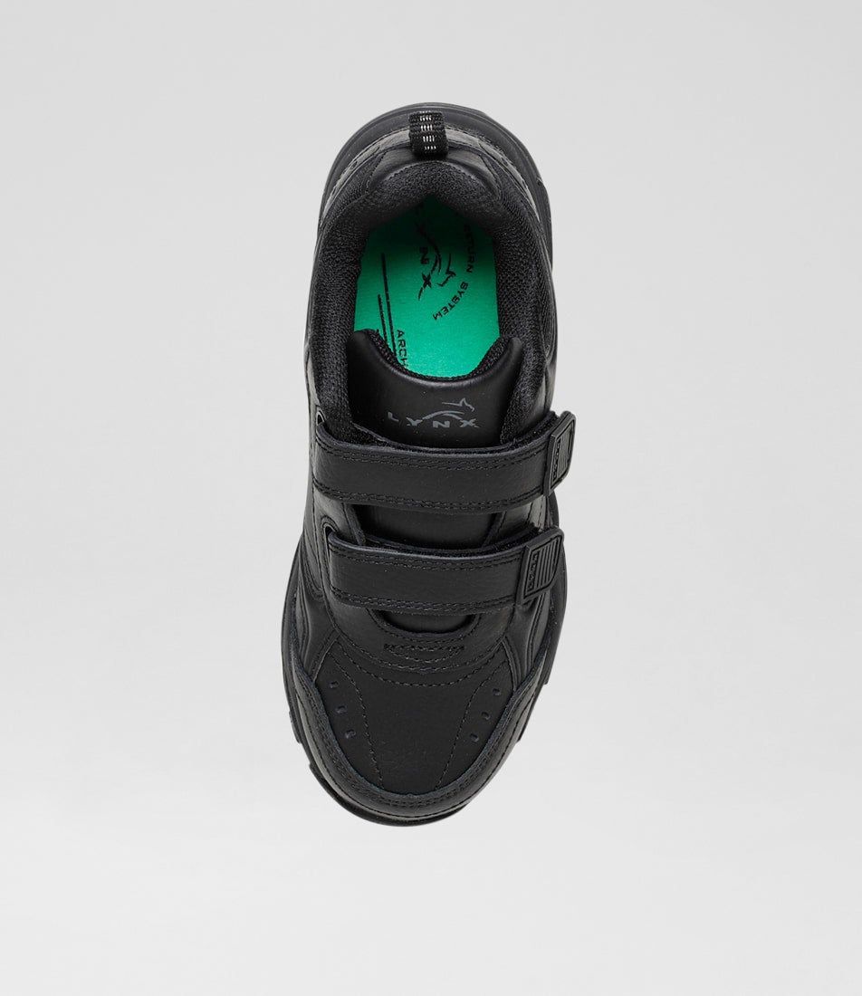Erupt Junior E Adjustable Black Leather Sneakers