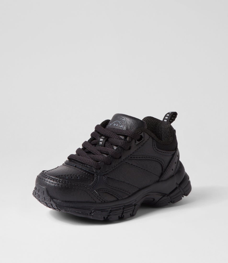 Erupt Junior Slim Lace Black Leather Sneakers