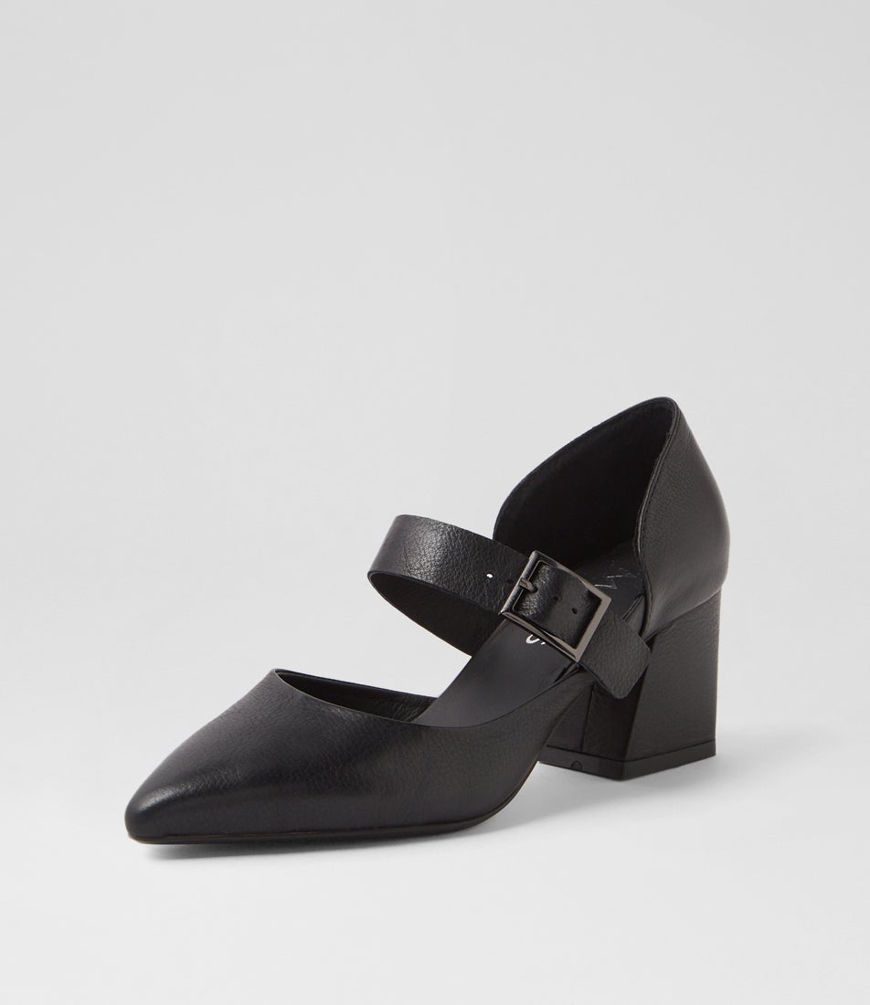 Matcha Black Leather Heels