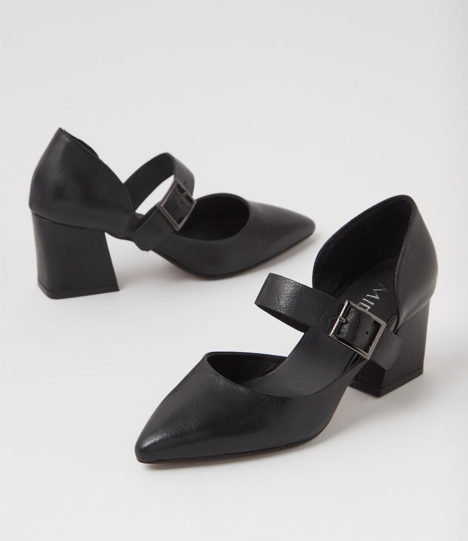 Matcha Black Leather Heels