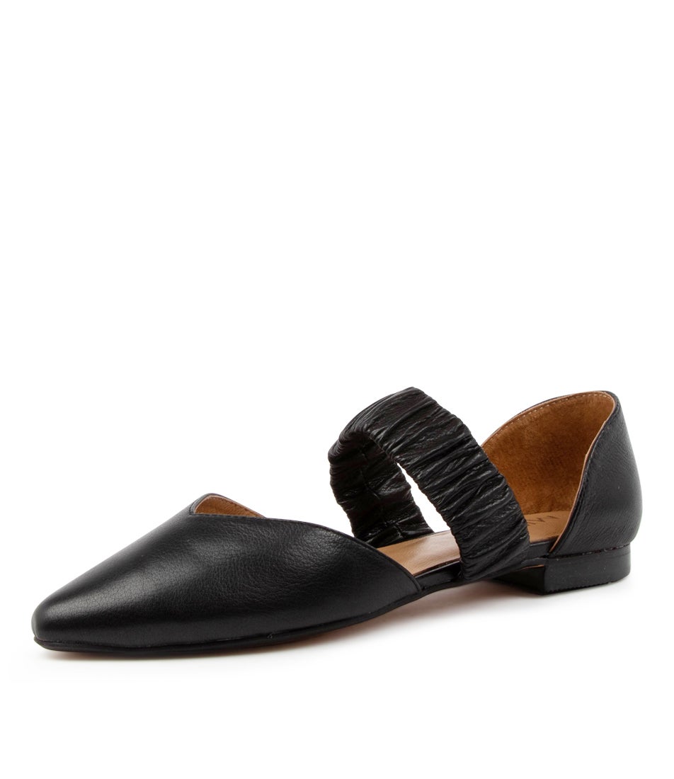 Garfield Black Leather Flat Shoes