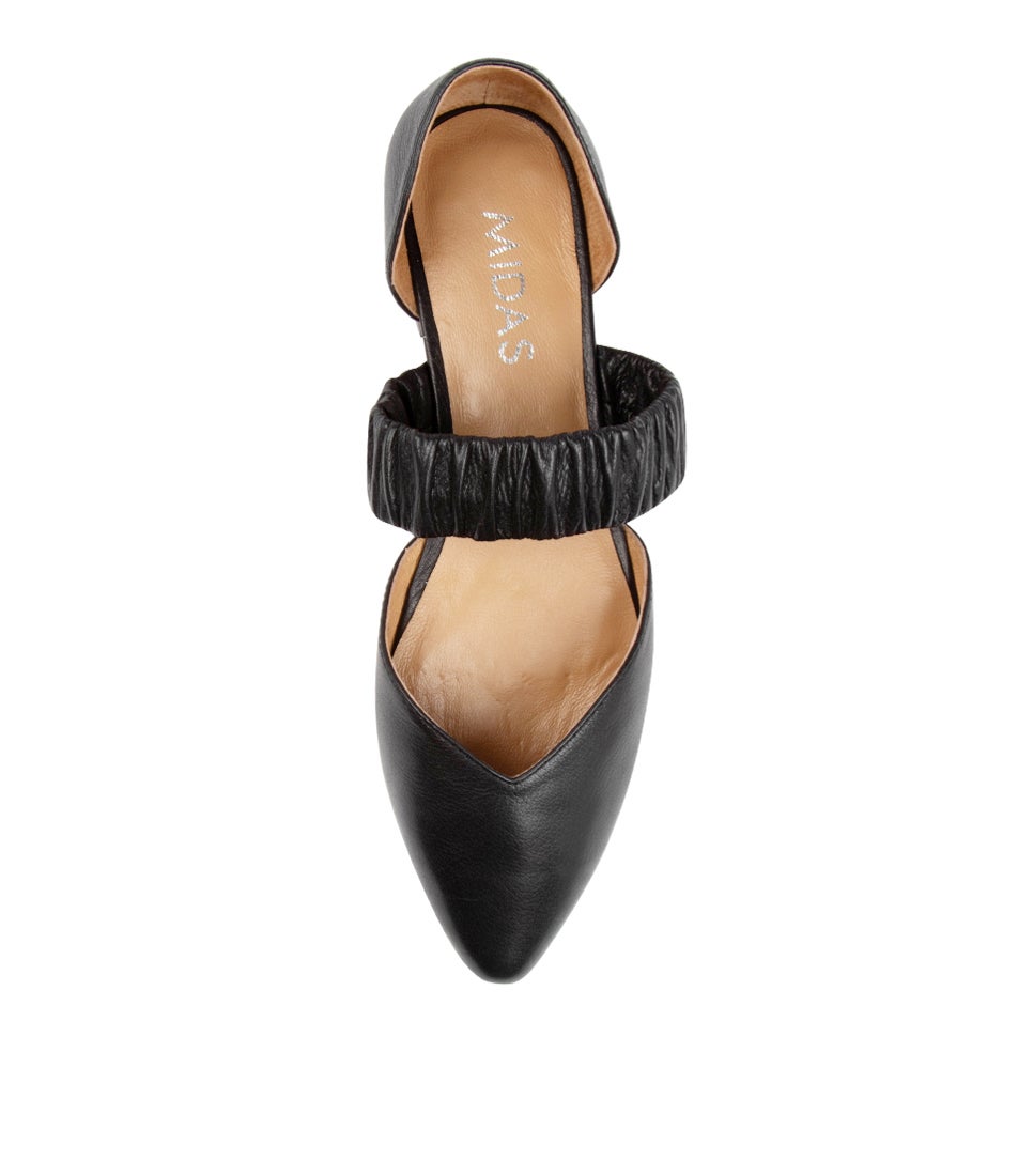 Garfield Black Leather Flat Shoes