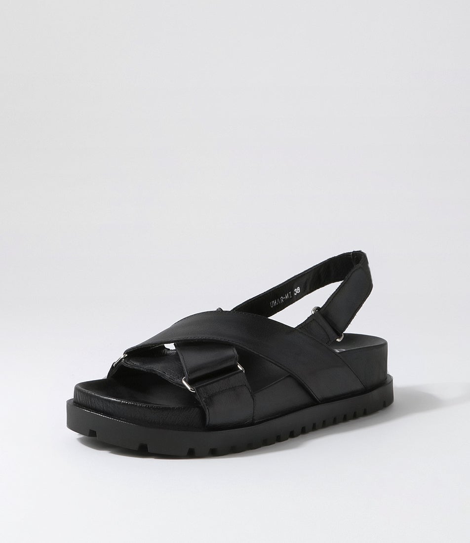 Umar Black Leather Sandals