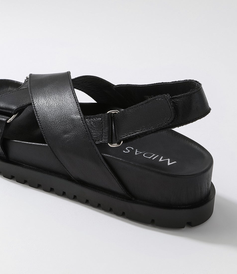 Umar Black Leather Sandals