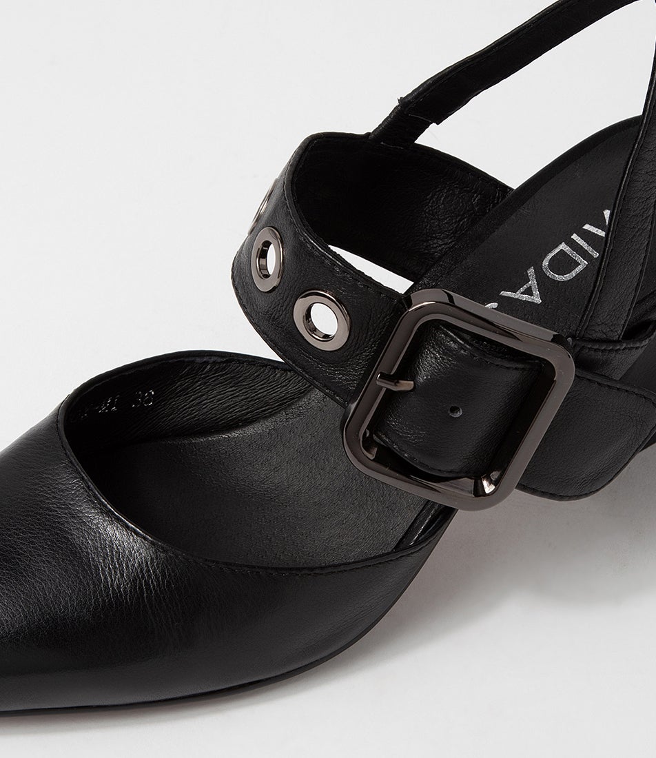 Maddox Black Leather Heels