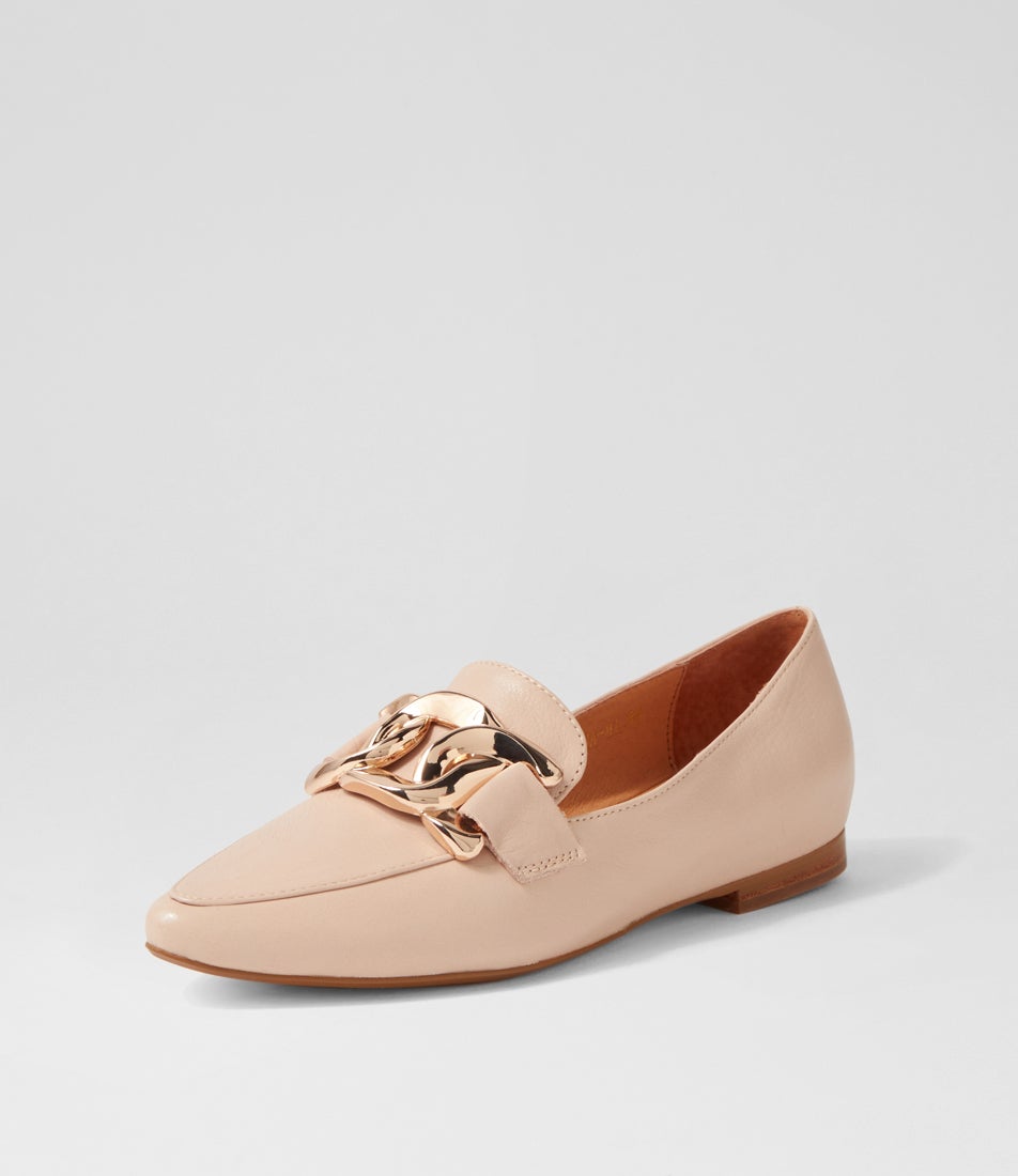 Symona Nude Leather Loafers