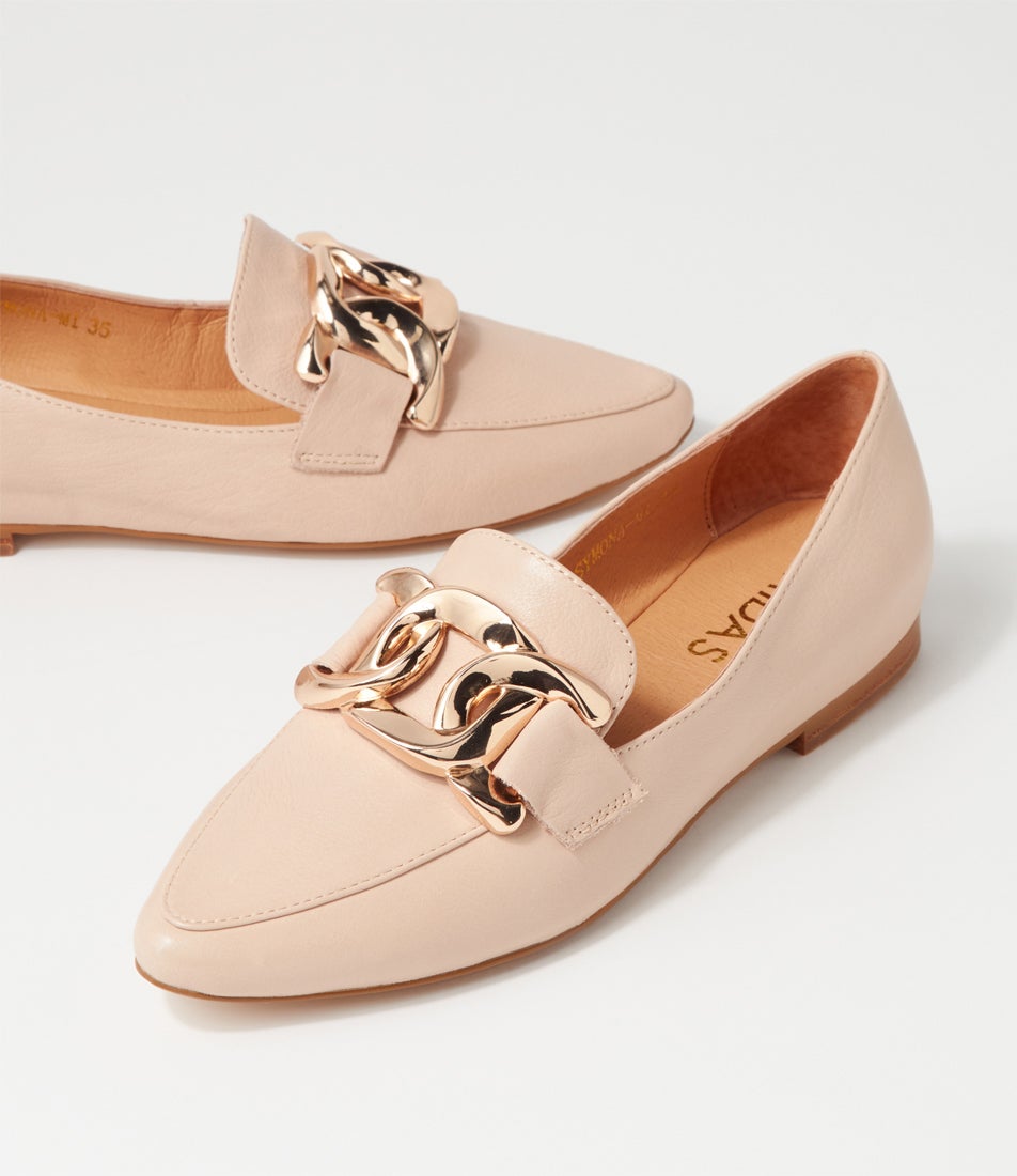Symona Nude Leather Loafers