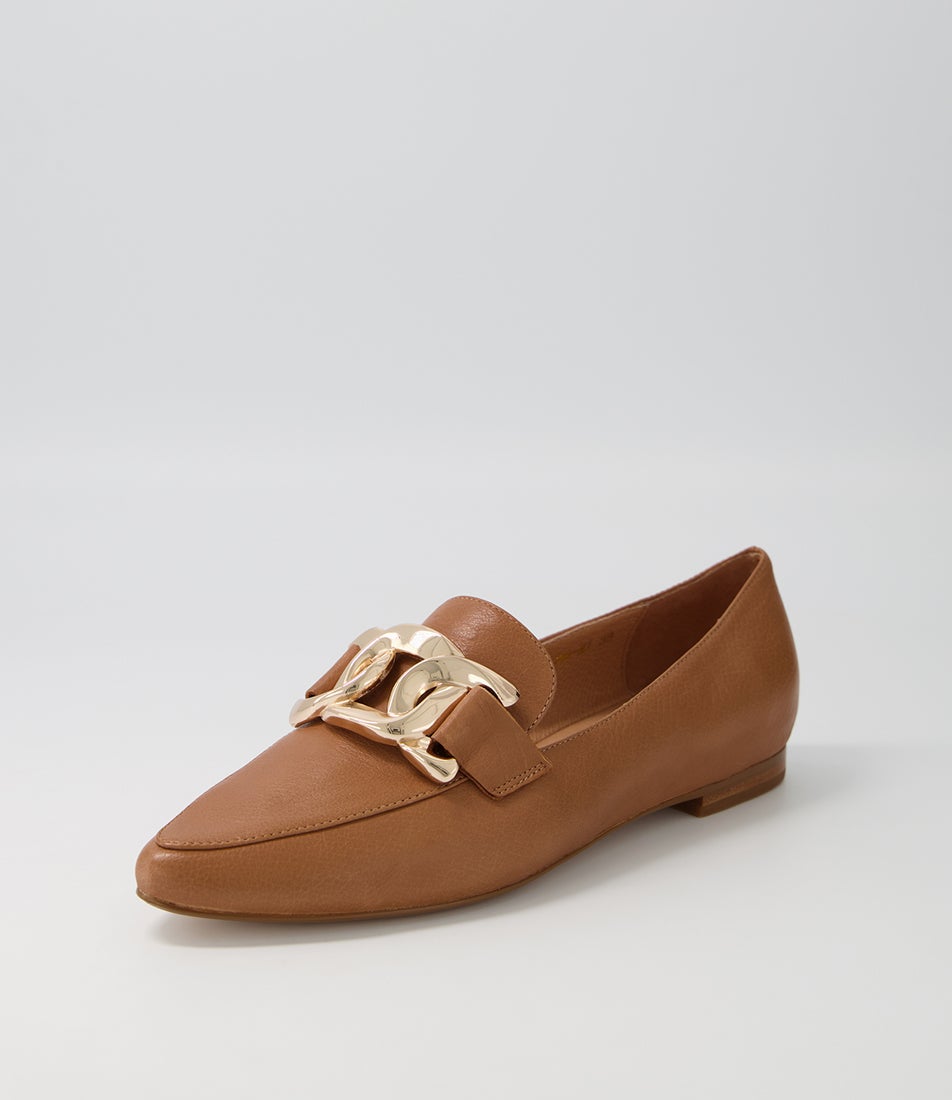 Symona Dark Tan Leather Loafers