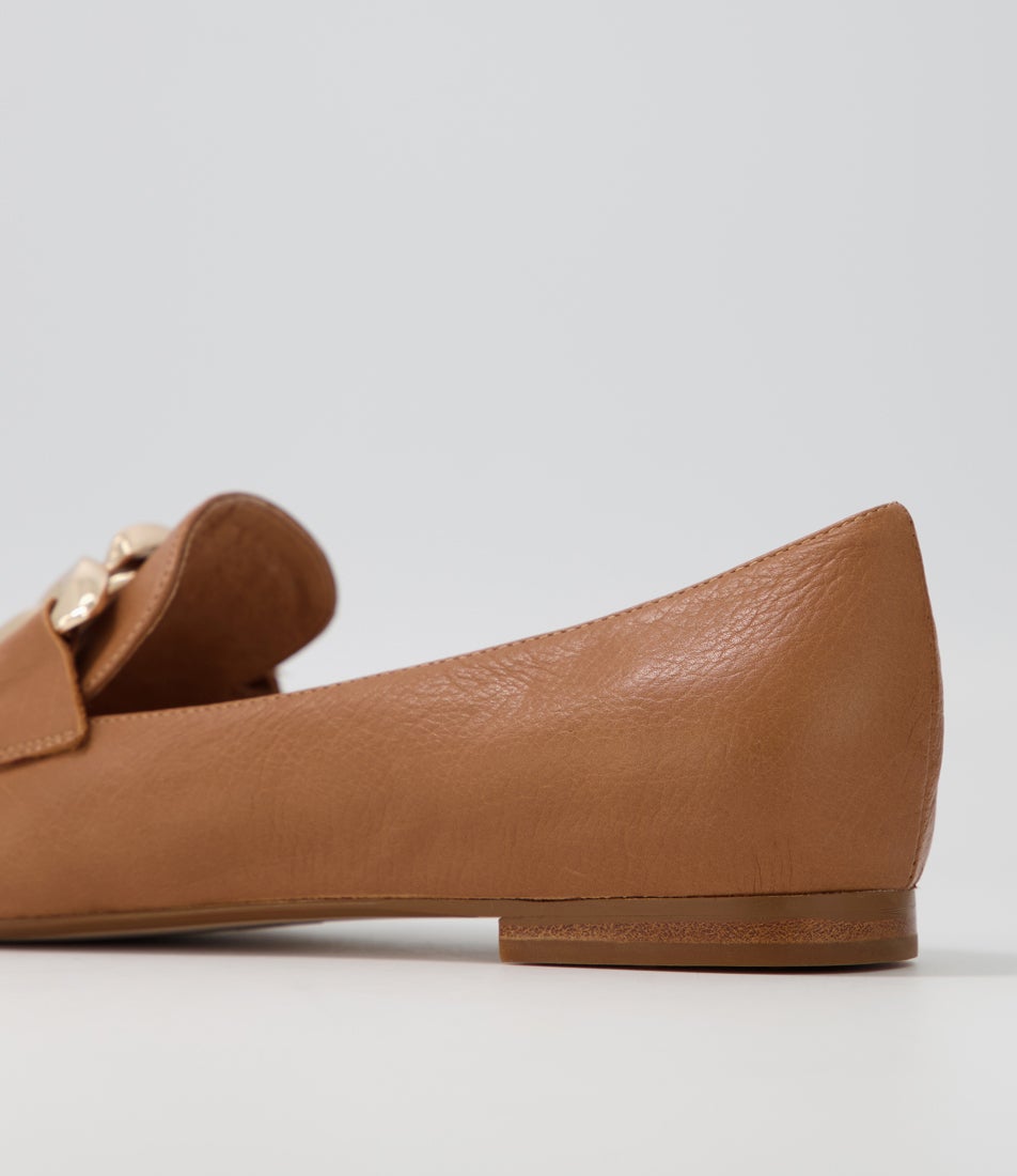 Symona Dark Tan Leather Loafers