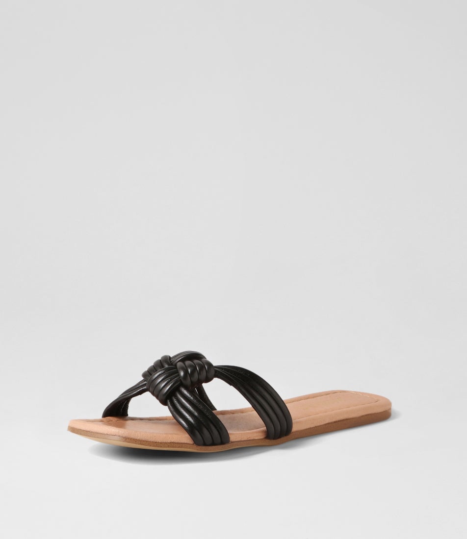 Lacidy Black Leather Slides