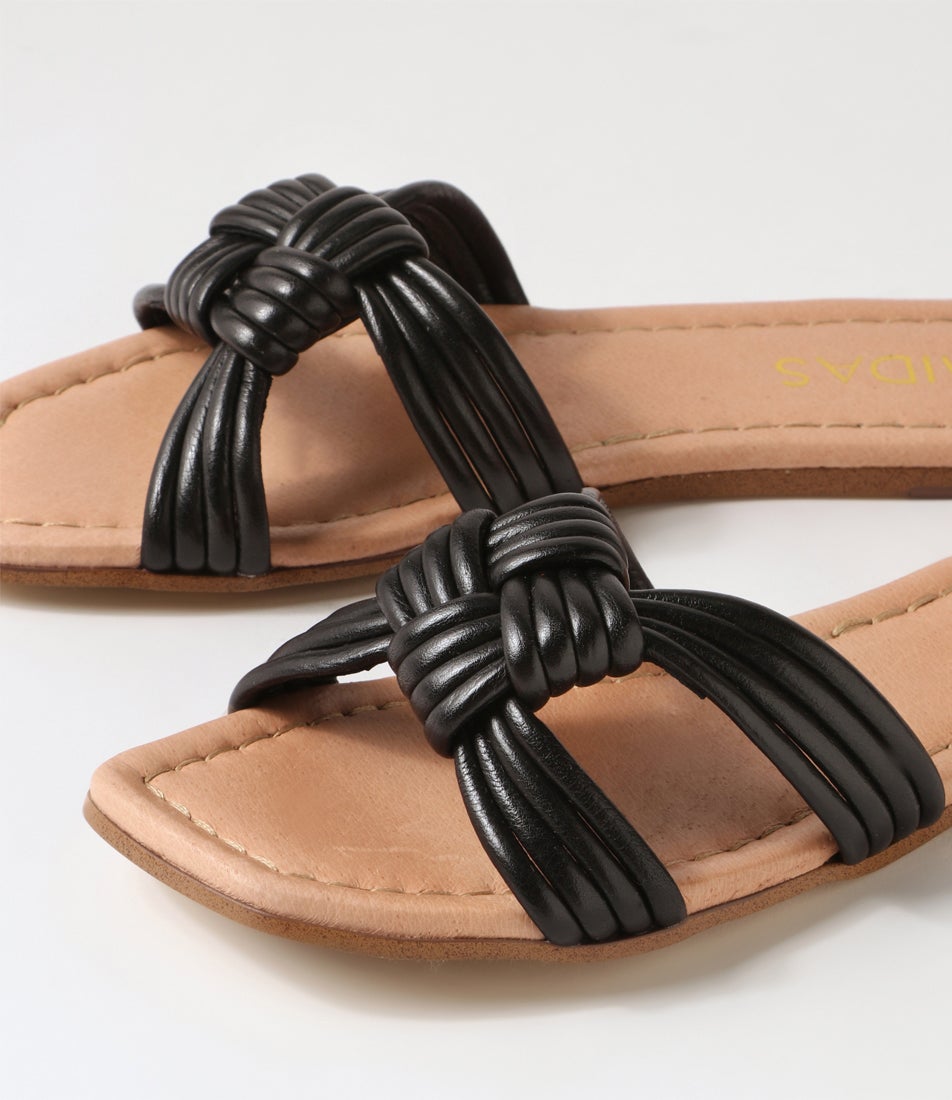 Lacidy Black Leather Slides