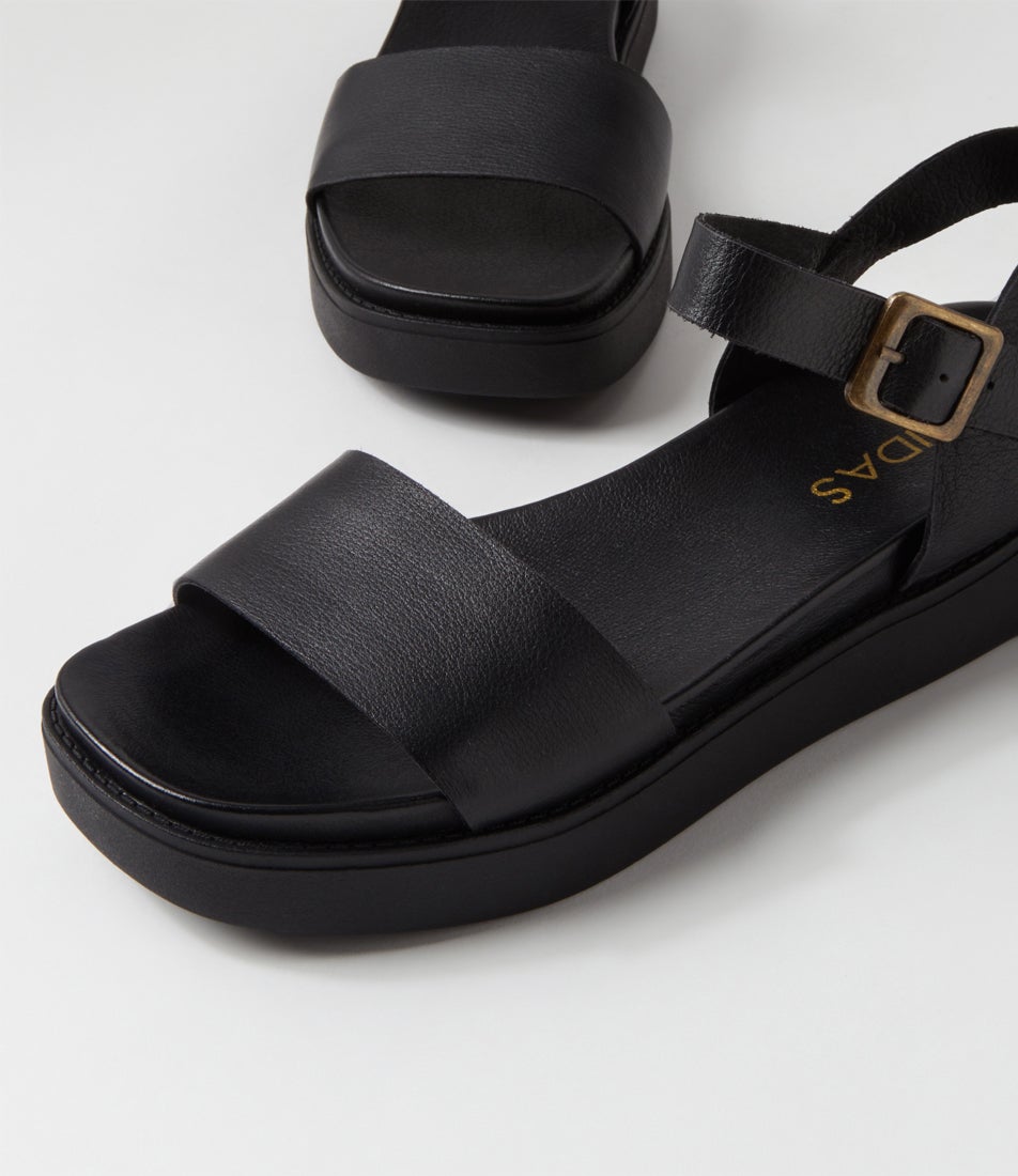 Benjo Black Leather Sandals