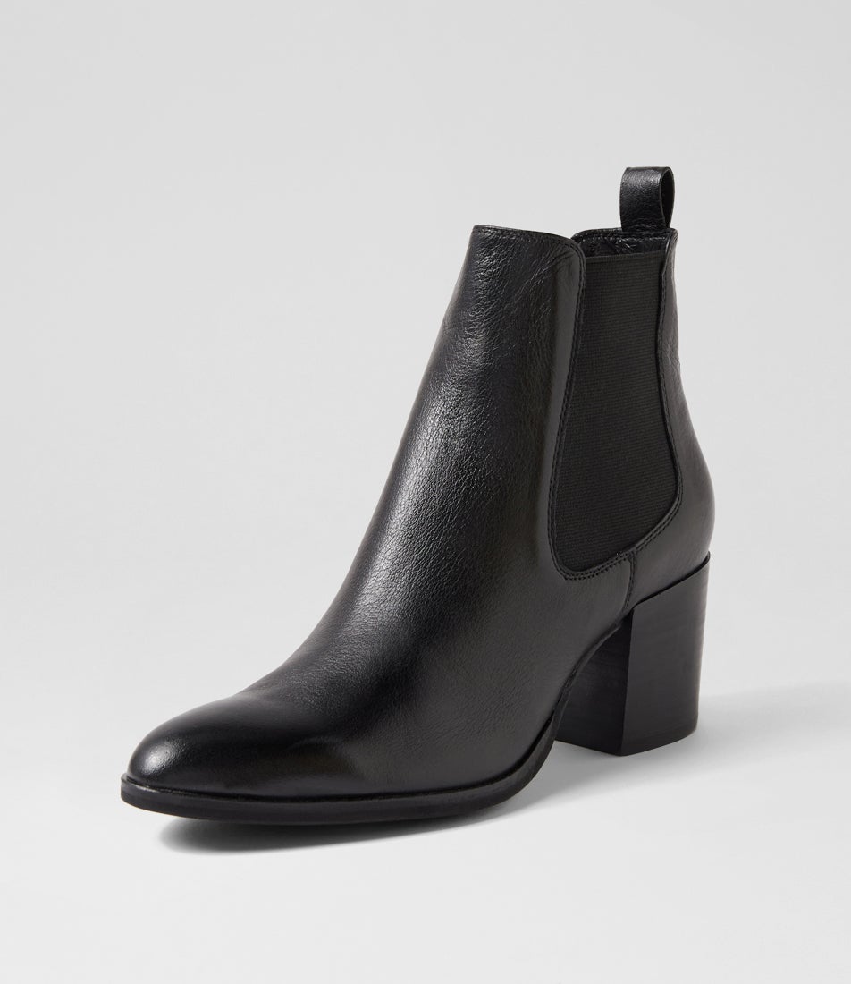 Zymba Black Leather Chelsea Boots
