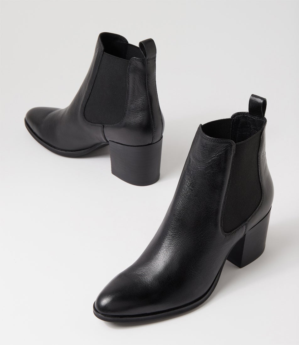 Zymba Black Leather Chelsea Boots