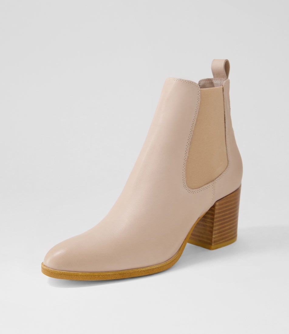Zymba Cappuccino Natural Heel Leather Chelsea Boots