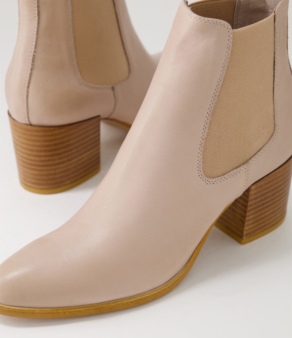 Zymba Cappuccino Natural Heel Leather Chelsea Boots