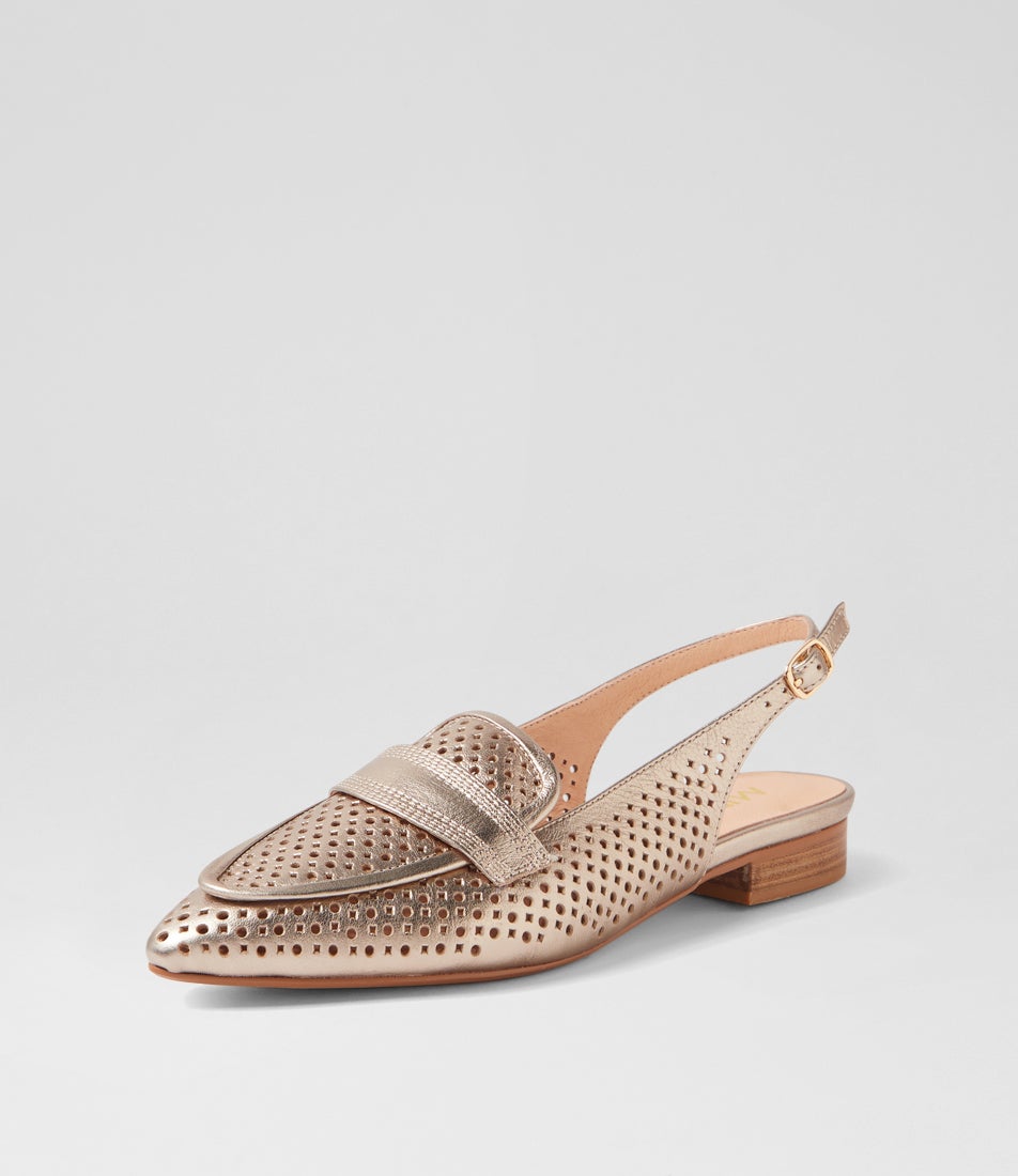 Della Champagne Leather Loafers