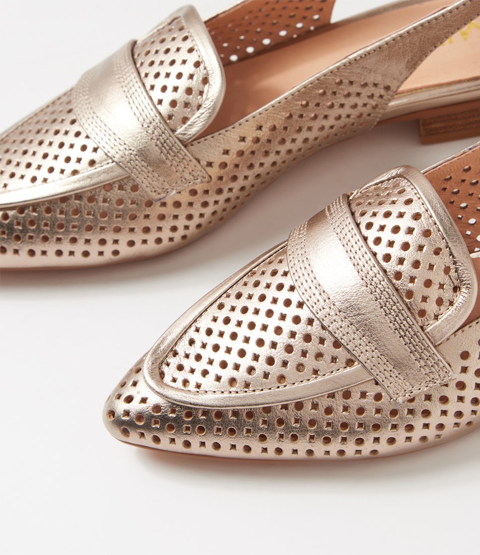 Della Champagne Leather Loafers