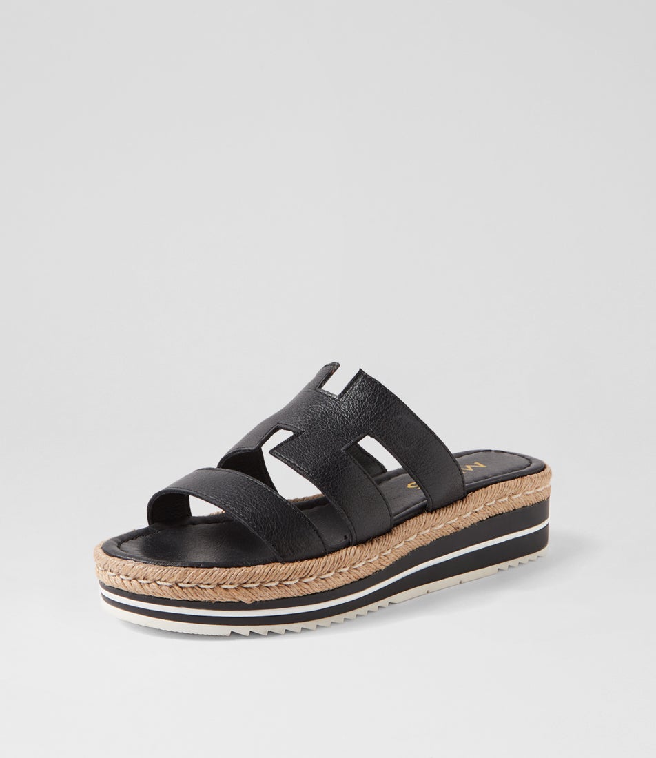 Aopings Black Leather Slides