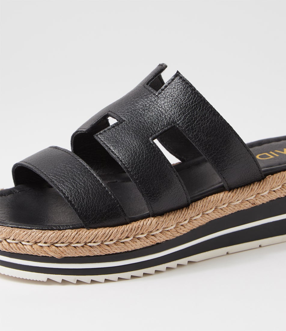 Aopings Black Leather Slides