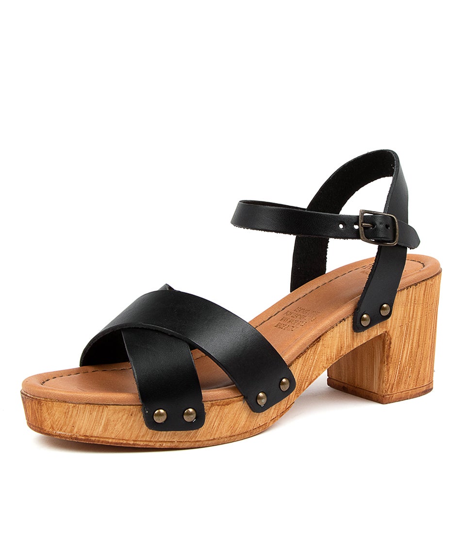 Byron Black Leather Clogs