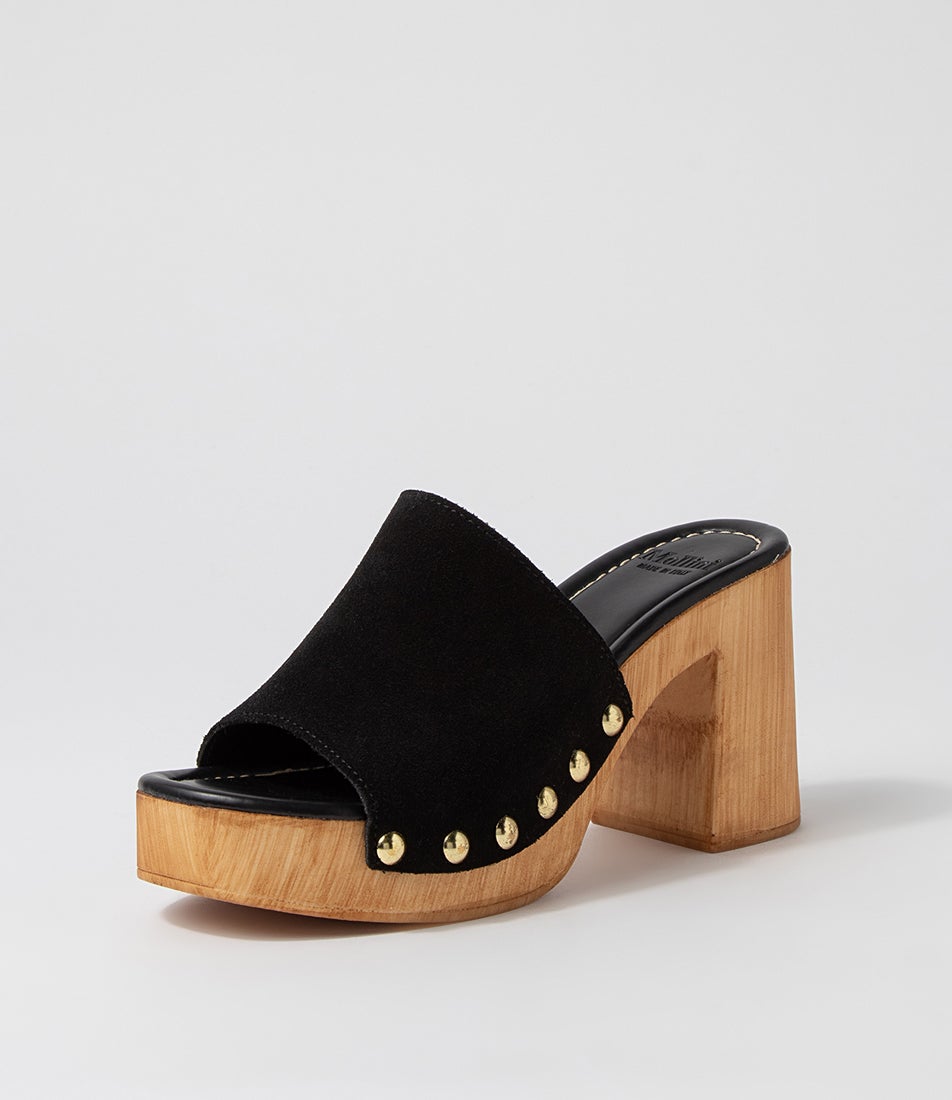 Harmoni Black Suede Clogs