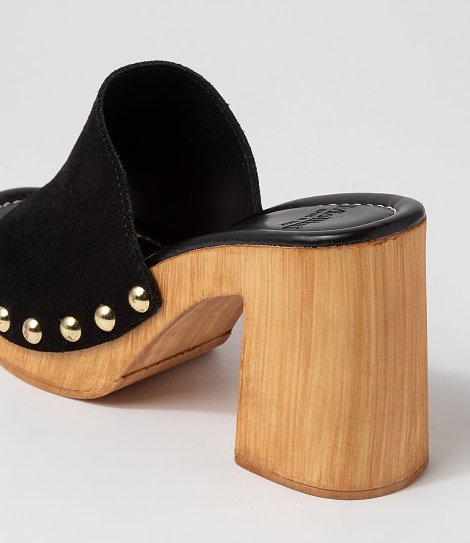 Harmoni Black Suede Clogs
