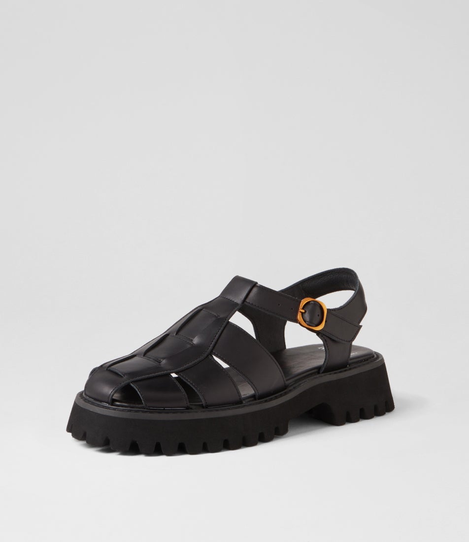 Skout Black Leather Sandals