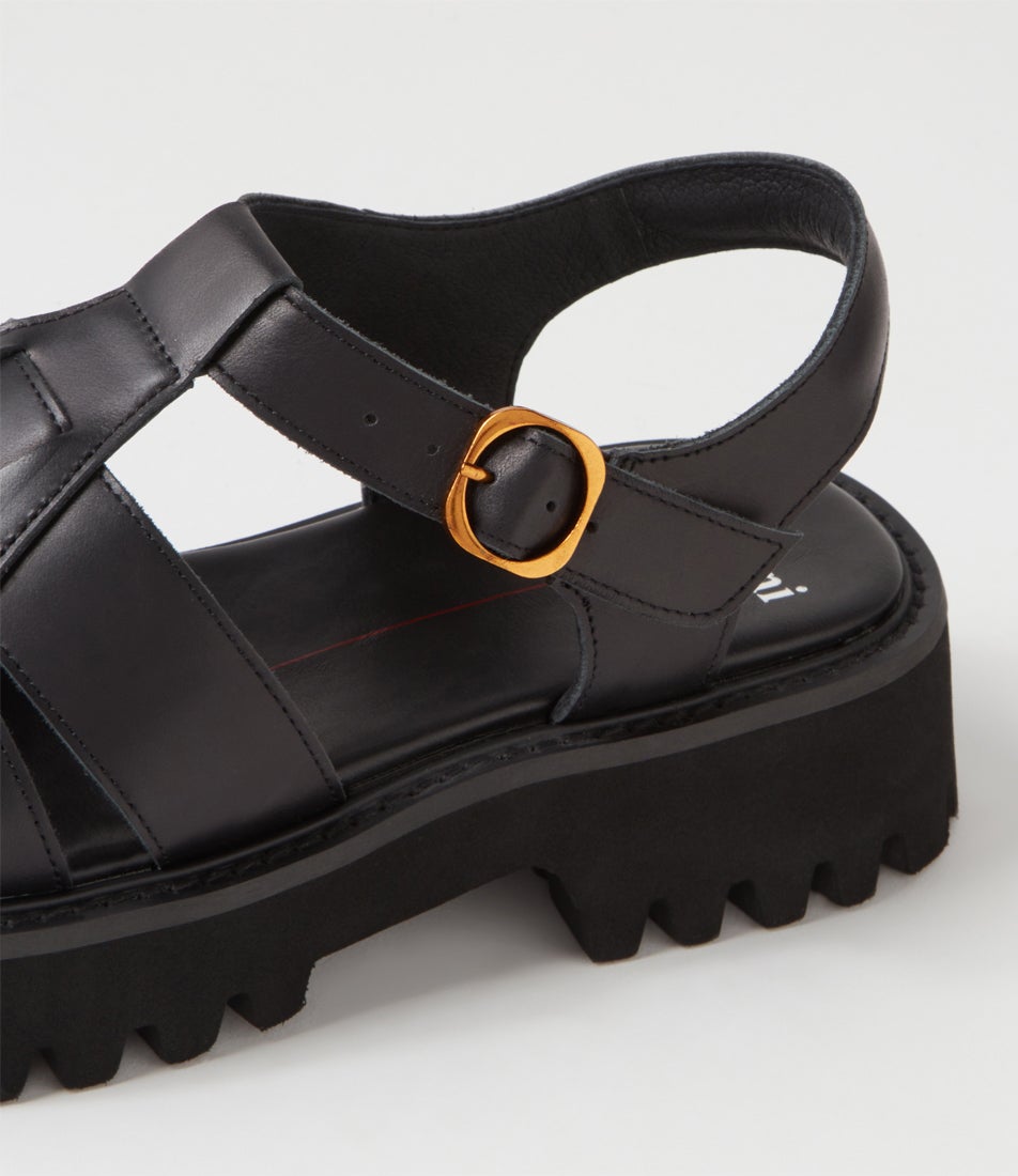Skout Black Leather Sandals