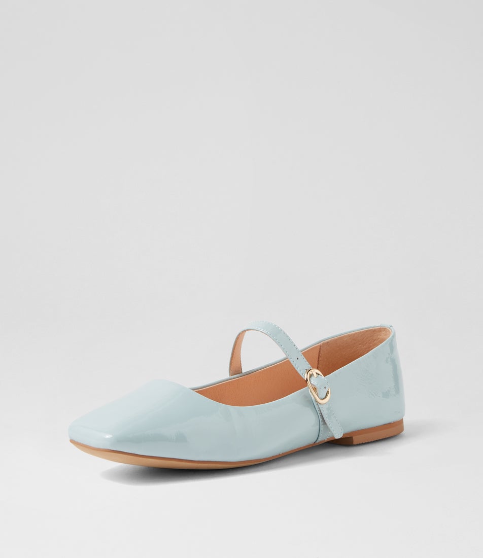 Tokena Pale Blue Patent Leather Ballet Flats