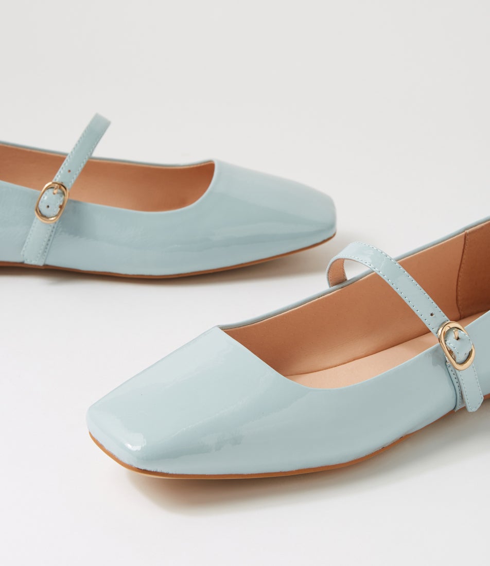 Tokena Pale Blue Patent Leather Ballet Flats