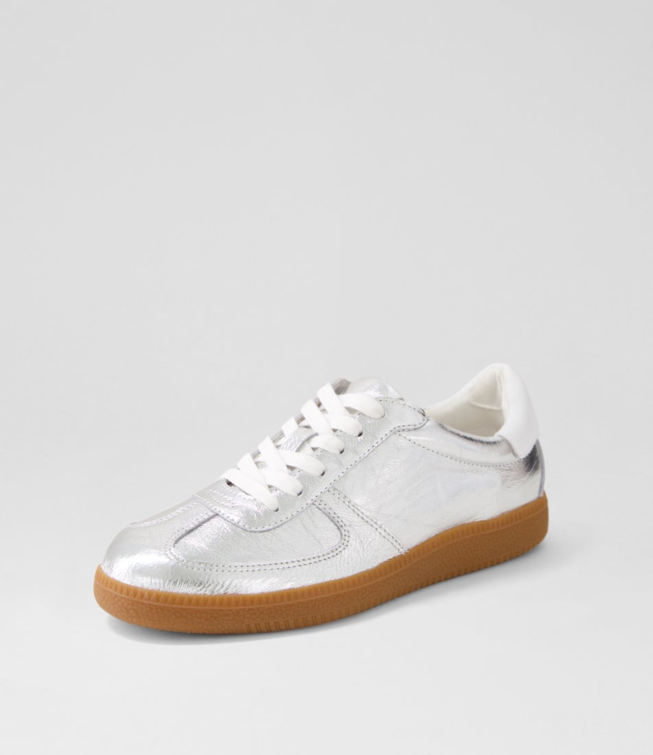 Dari Silver Gum Shrunken Leather Sneakers