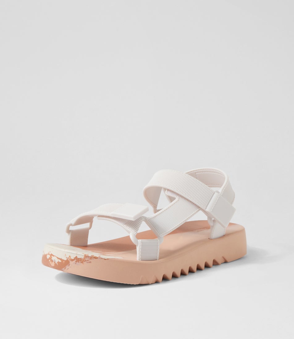 Melissa Flowing Papete White Beige Fabric Sandals