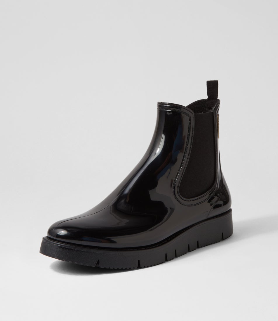 Chelz Black Pvc Chelsea Boots