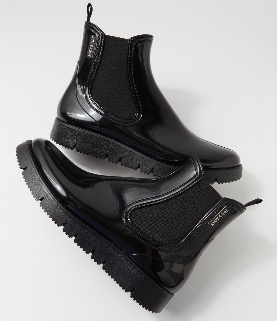 Chelz Black Pvc Chelsea Boots