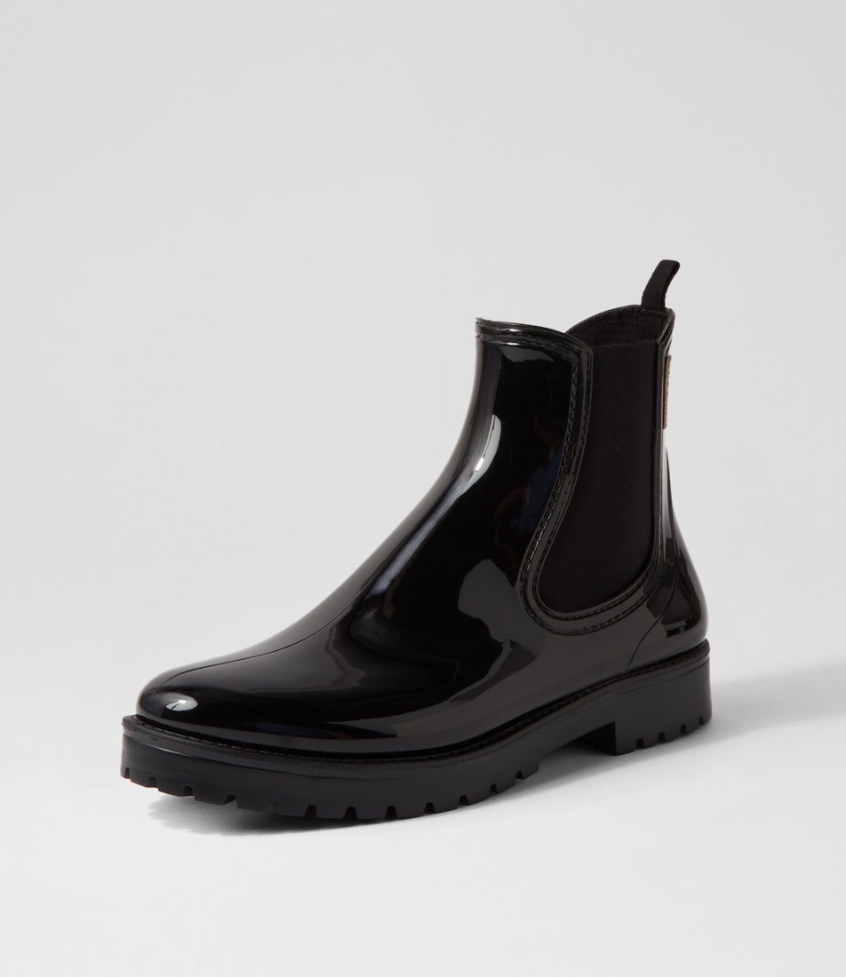 Laney Black Pvc Ankle Boots