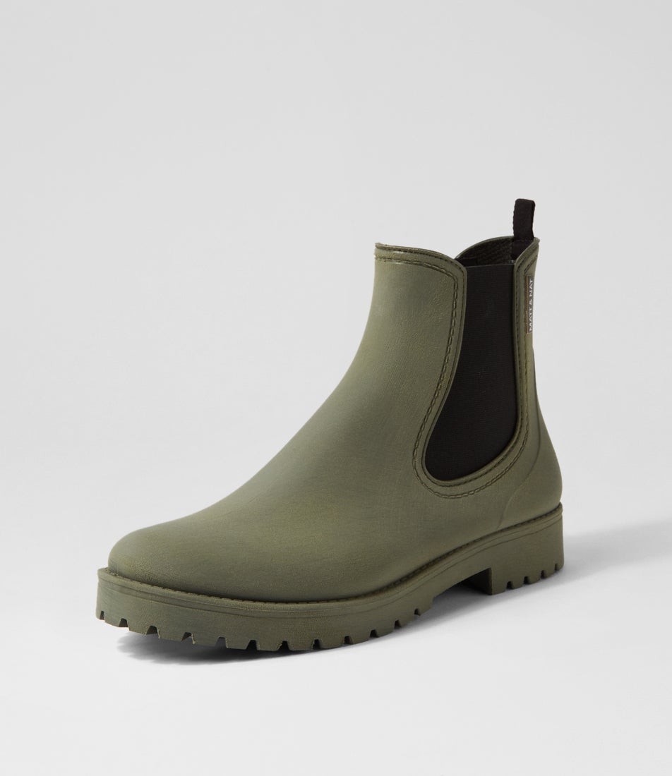 Laney Matte Olive Pvc Ankle Boots